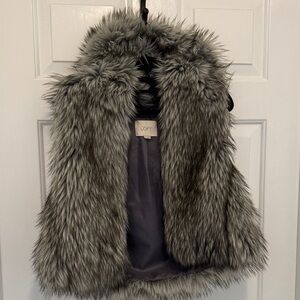 LOFT Faux Fur Vest - Gray
